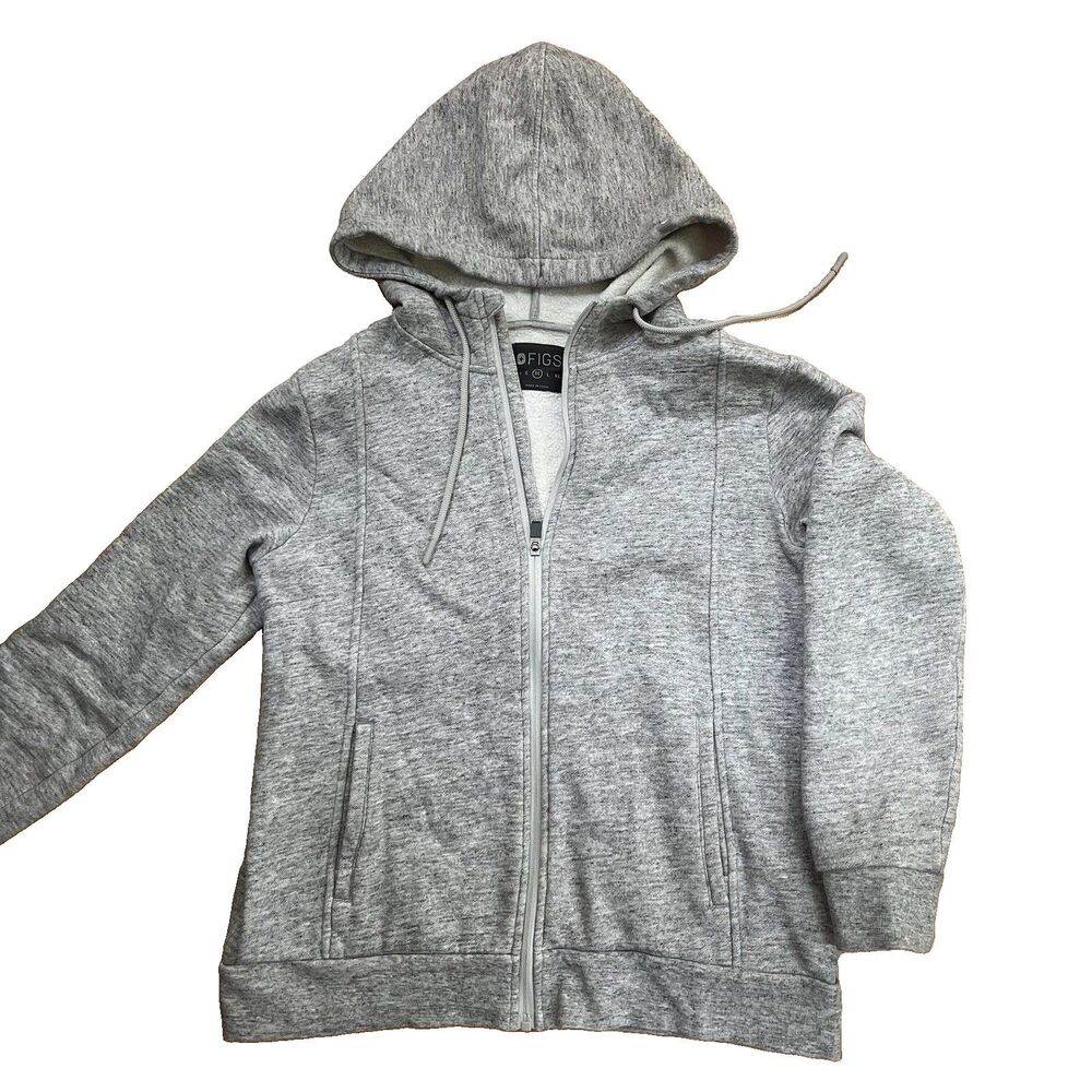 FIGS Essential Hoodie Womens Size Medium Scrubs Heather Gray Full Zip Nurse
